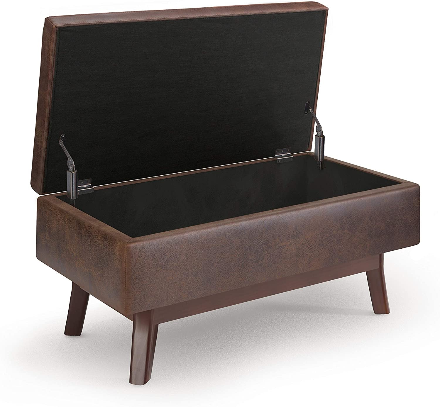 Mid Century Modern Storage Ottoman in Chestnut Brown-3