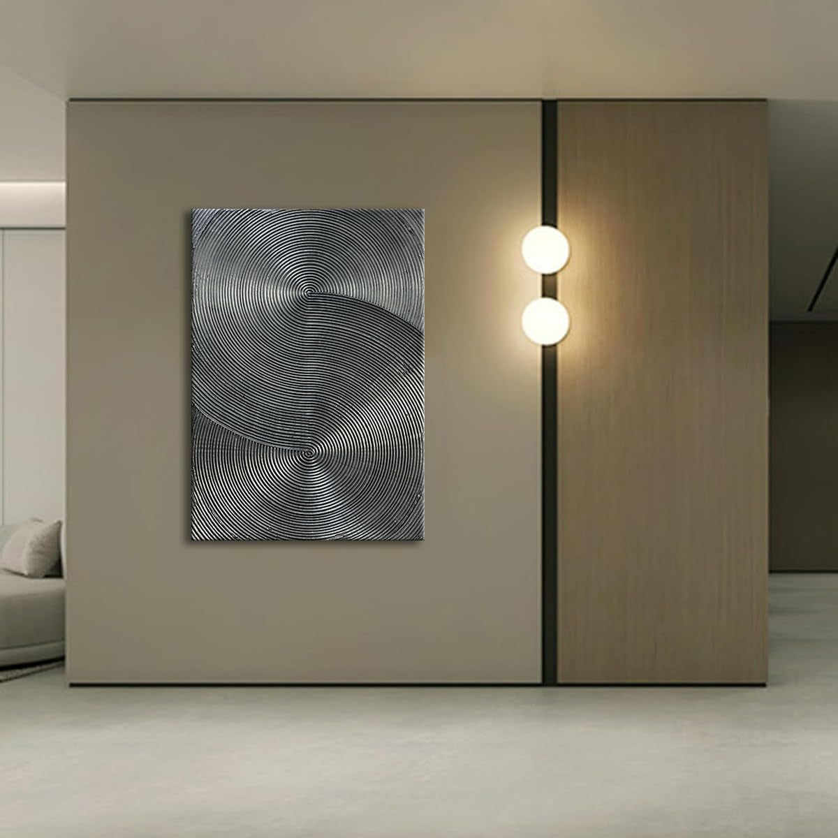 Silver Gray Multidimensional 3D Wall Art work 28x40-3