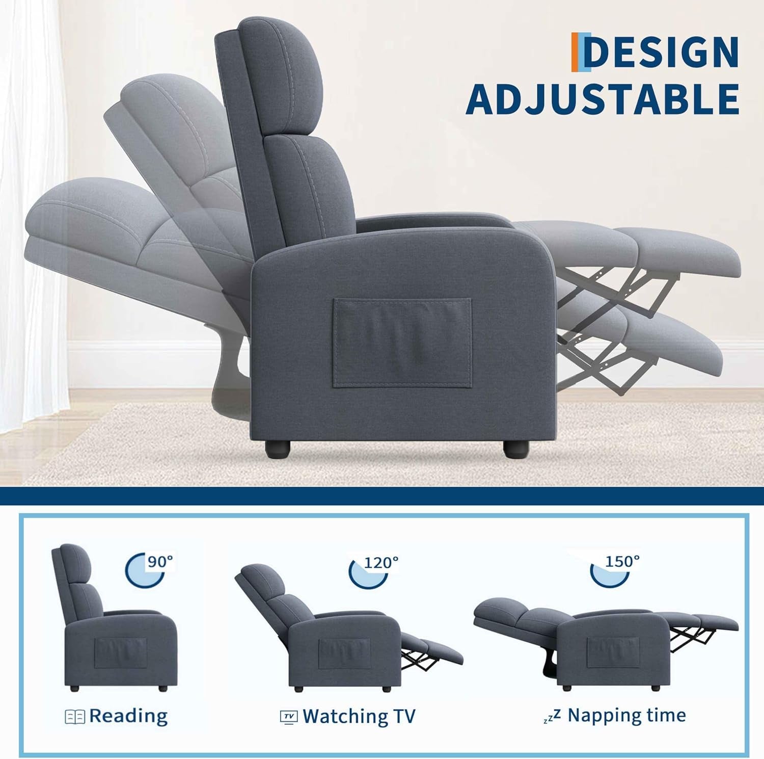 Ergonomic Adjustable Recliner Chair With Tall Back-2