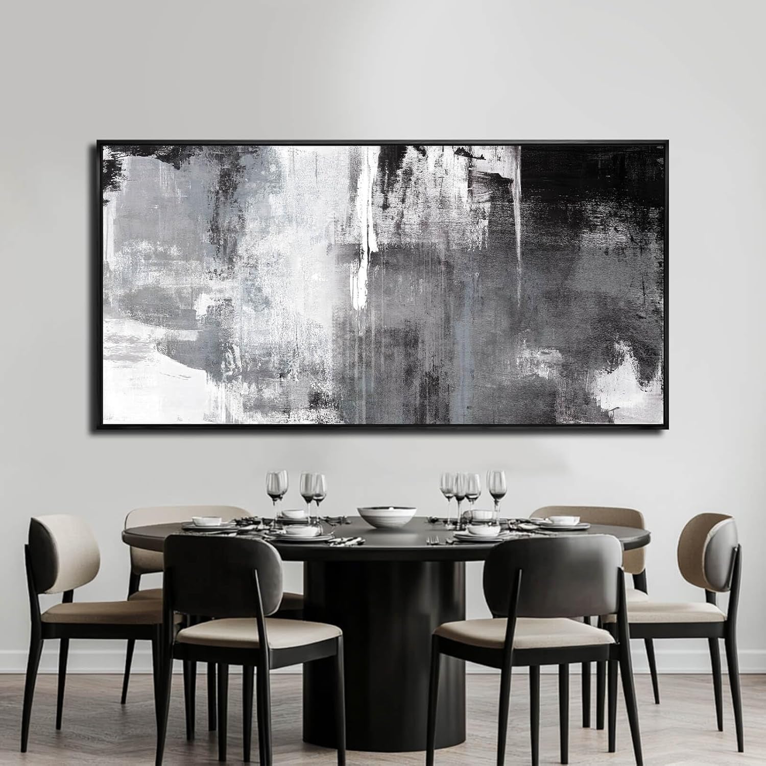 Contemporary Monochrome Abstract Wall Art Canvas 30x60-4
