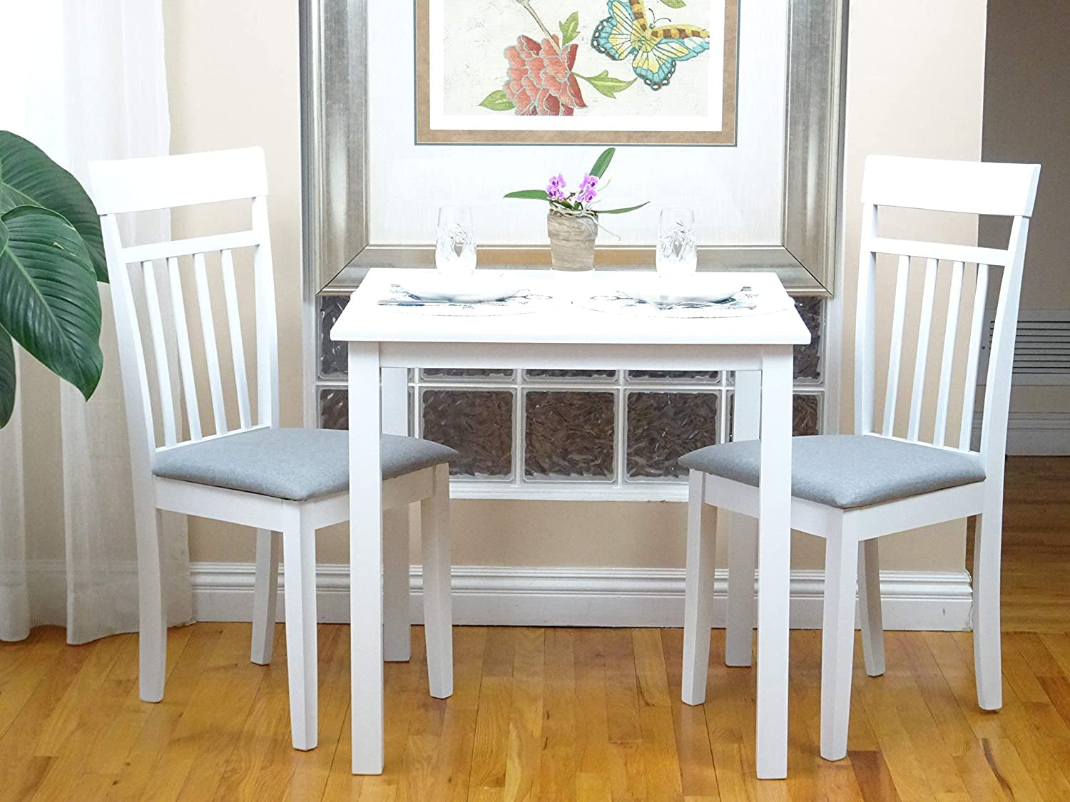 Square Wooden Dining Table in White Finish-0