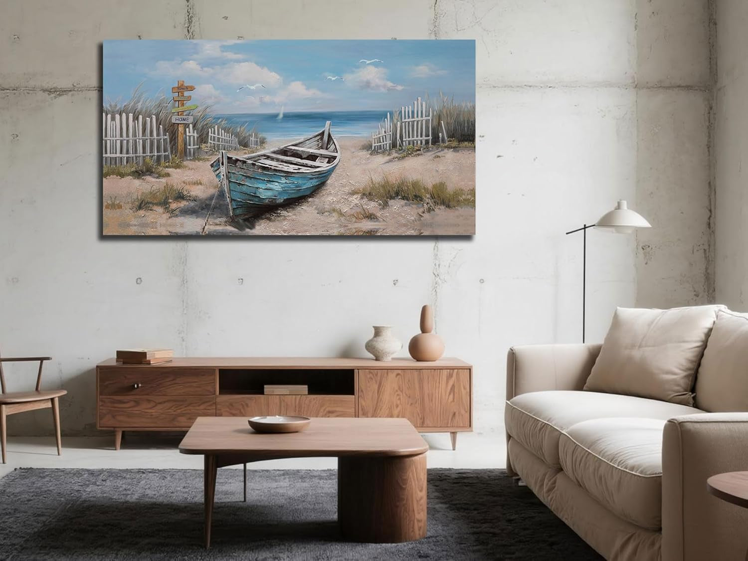 Nautical Canvas Wall Art 40x20 Inches Textured Blue-4