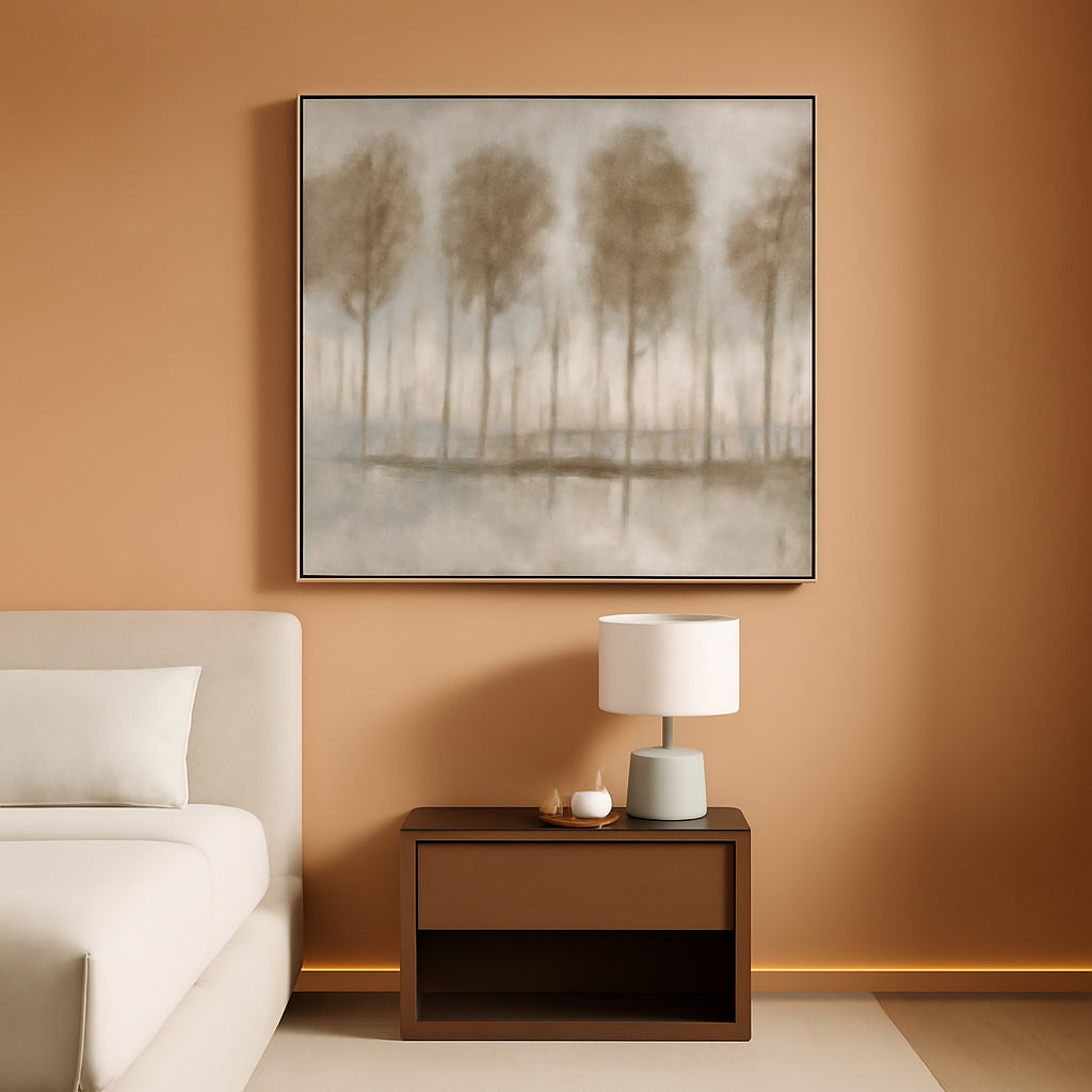 Monochromatic Abstract Forest Tree Canvas Wall Art-0