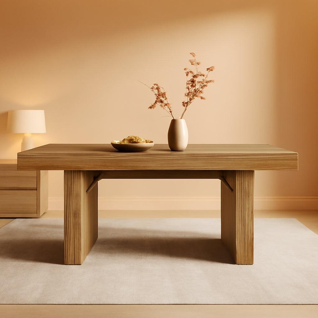 Brown Farmhouse Dining Table With Reinforced Pedestal-0