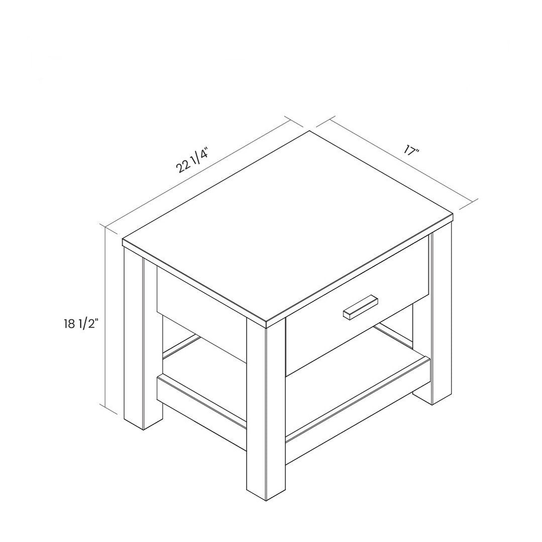 FarmHouse Traditional Rustic Acacia 1 Drawer Nightstand-2