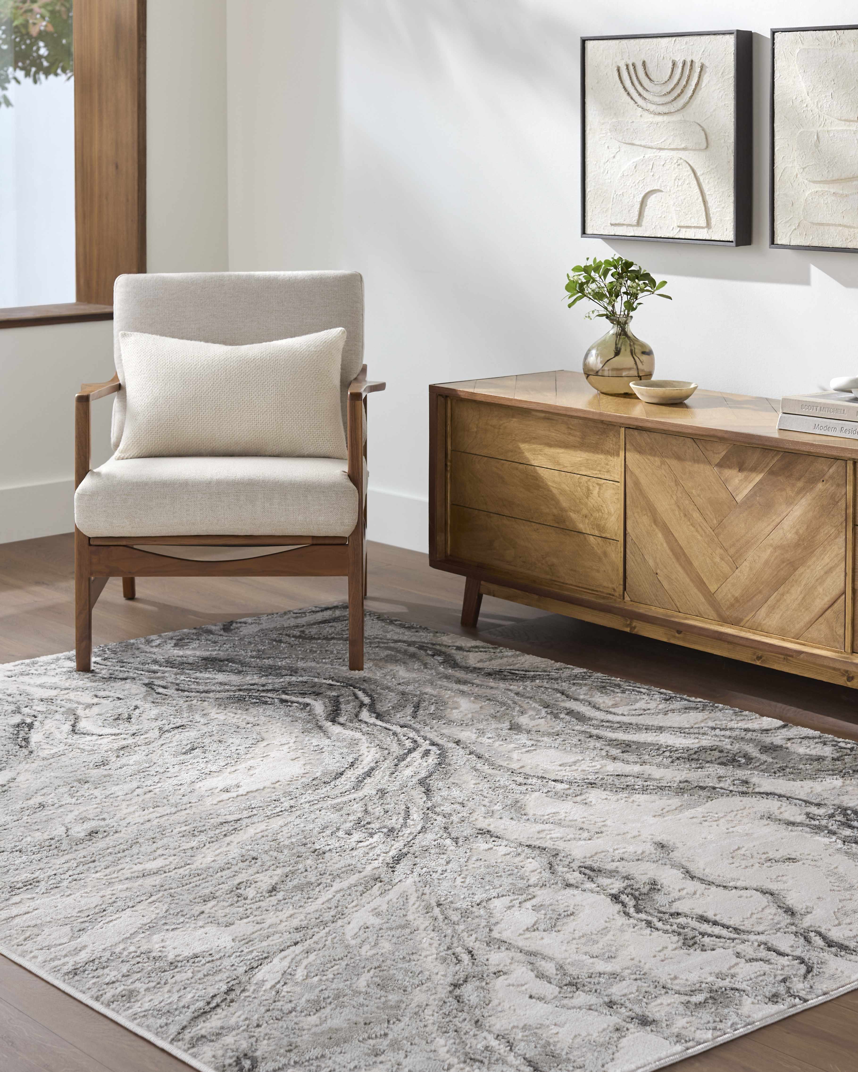 Brandi Gray Marble Area Rug