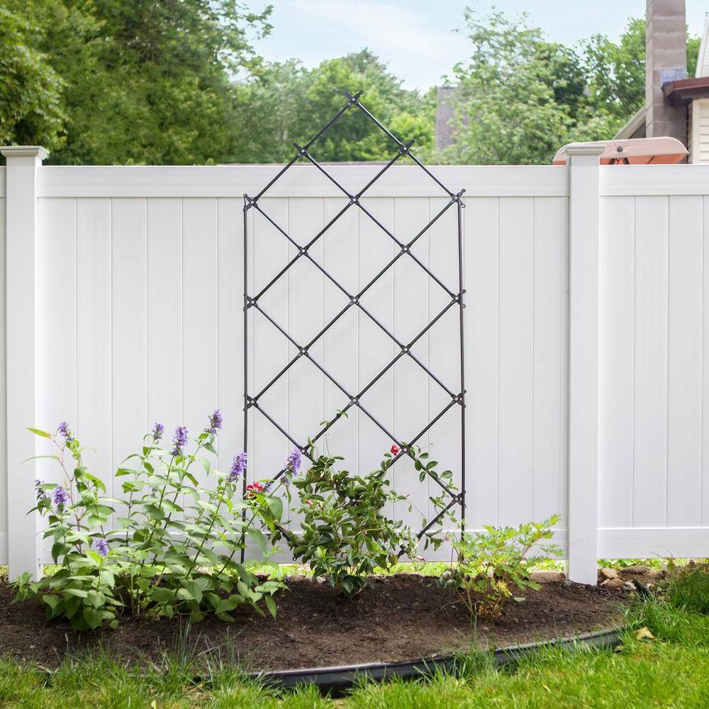 Outdoor 7-FT. Tall Wrought Iron Lattice Garden Trellis-3