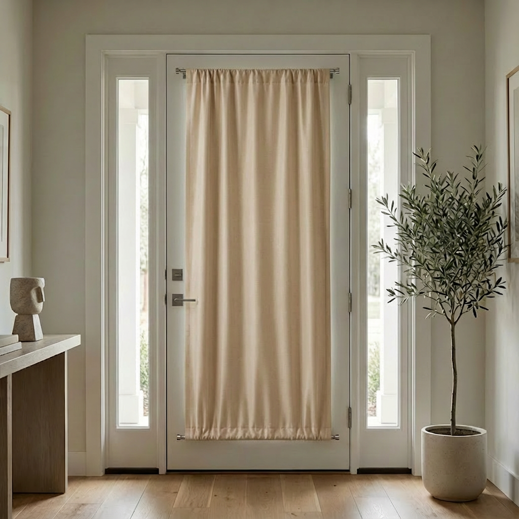 Custom Luxury Silk-Fiber French Door Blackout Curtains-11