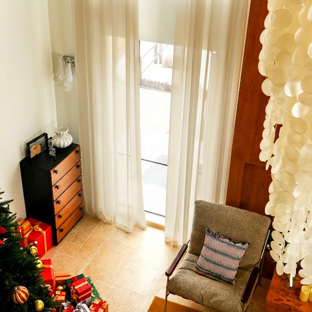 Custom Linen Texture Solid Sheer Curtains-9