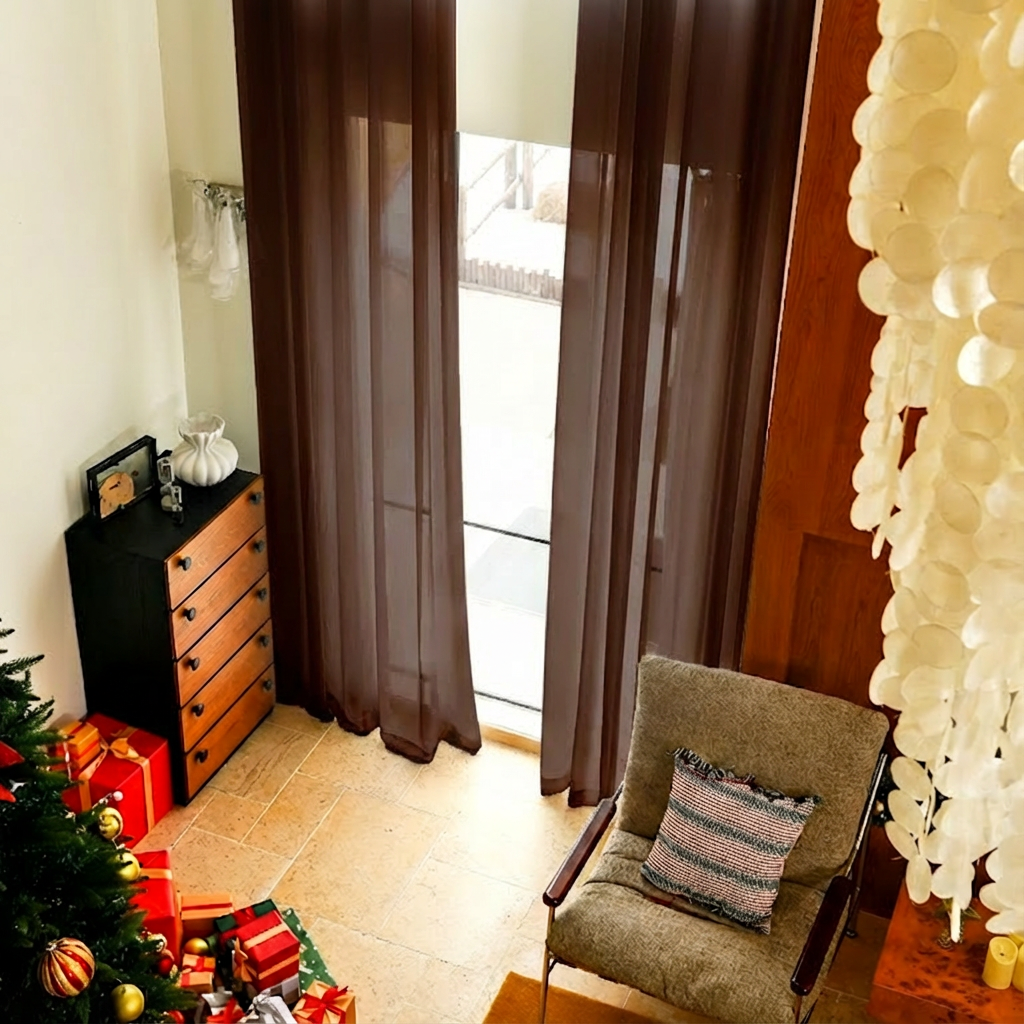 Custom Linen Texture Solid Sheer Curtains-11