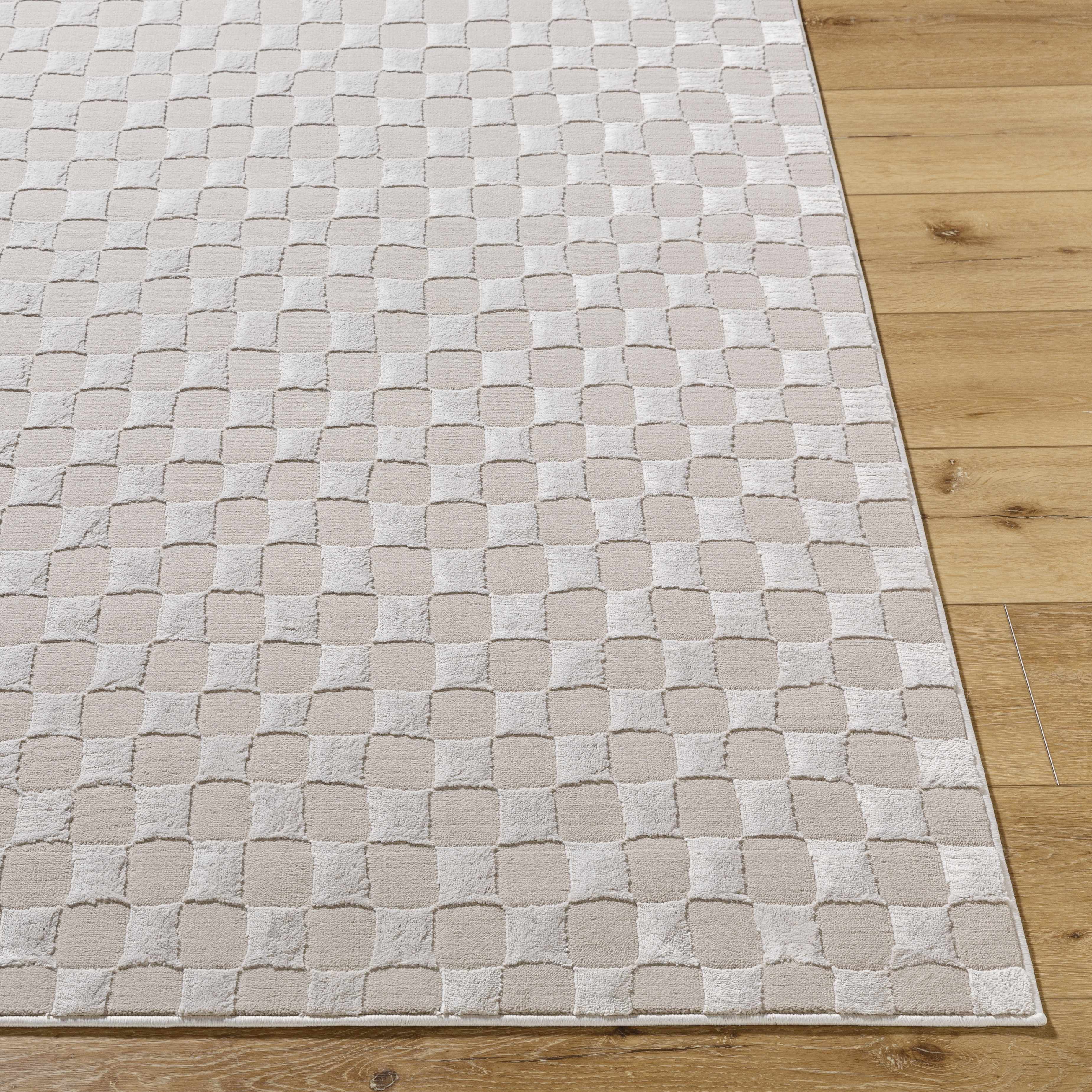 Carina Dark 3D Checkered Washable Area Rug