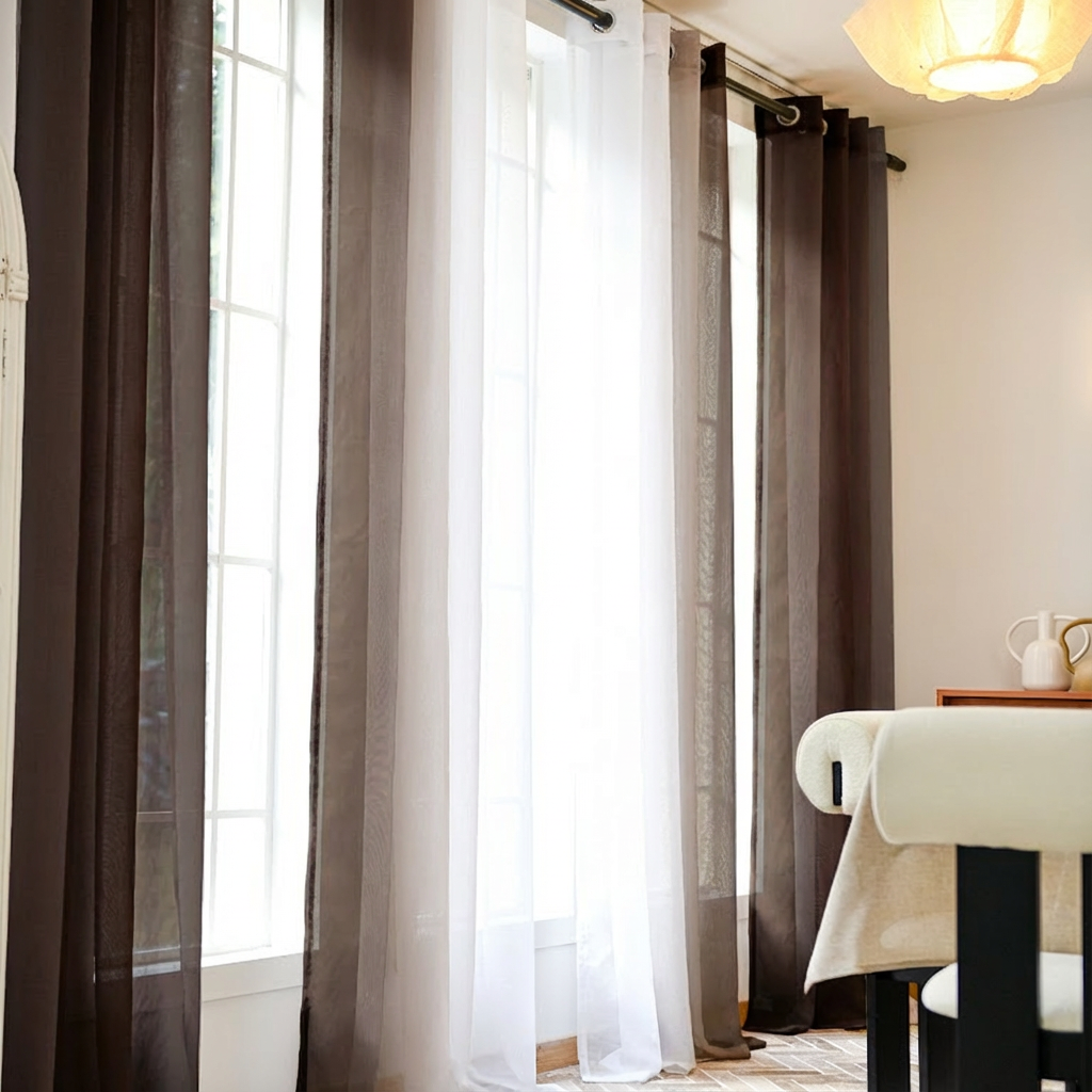 Custom Linen Texture Ombre Sheer Curtains-10