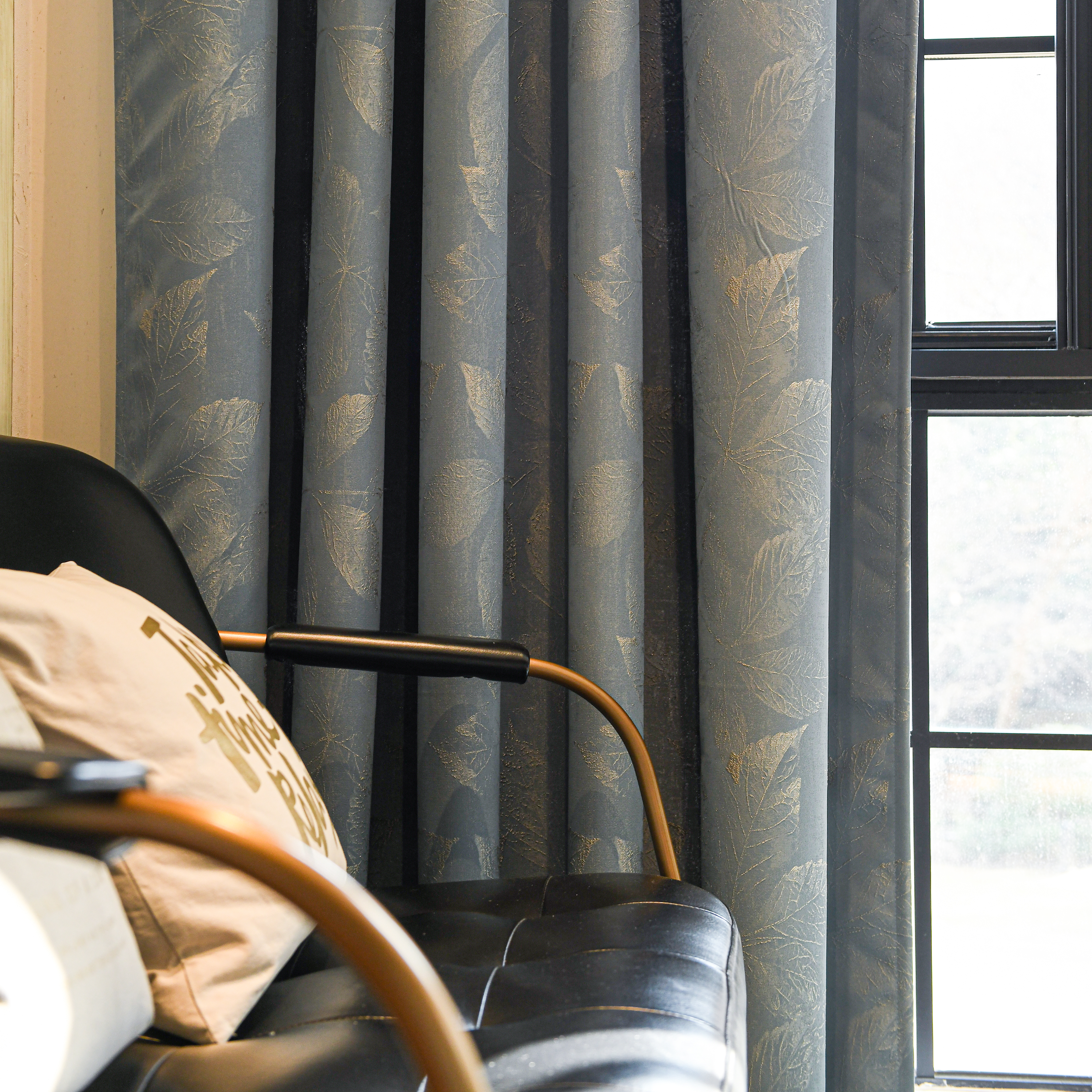 Clementine Embroidered-Pattern Pure Cotton Curtain-2