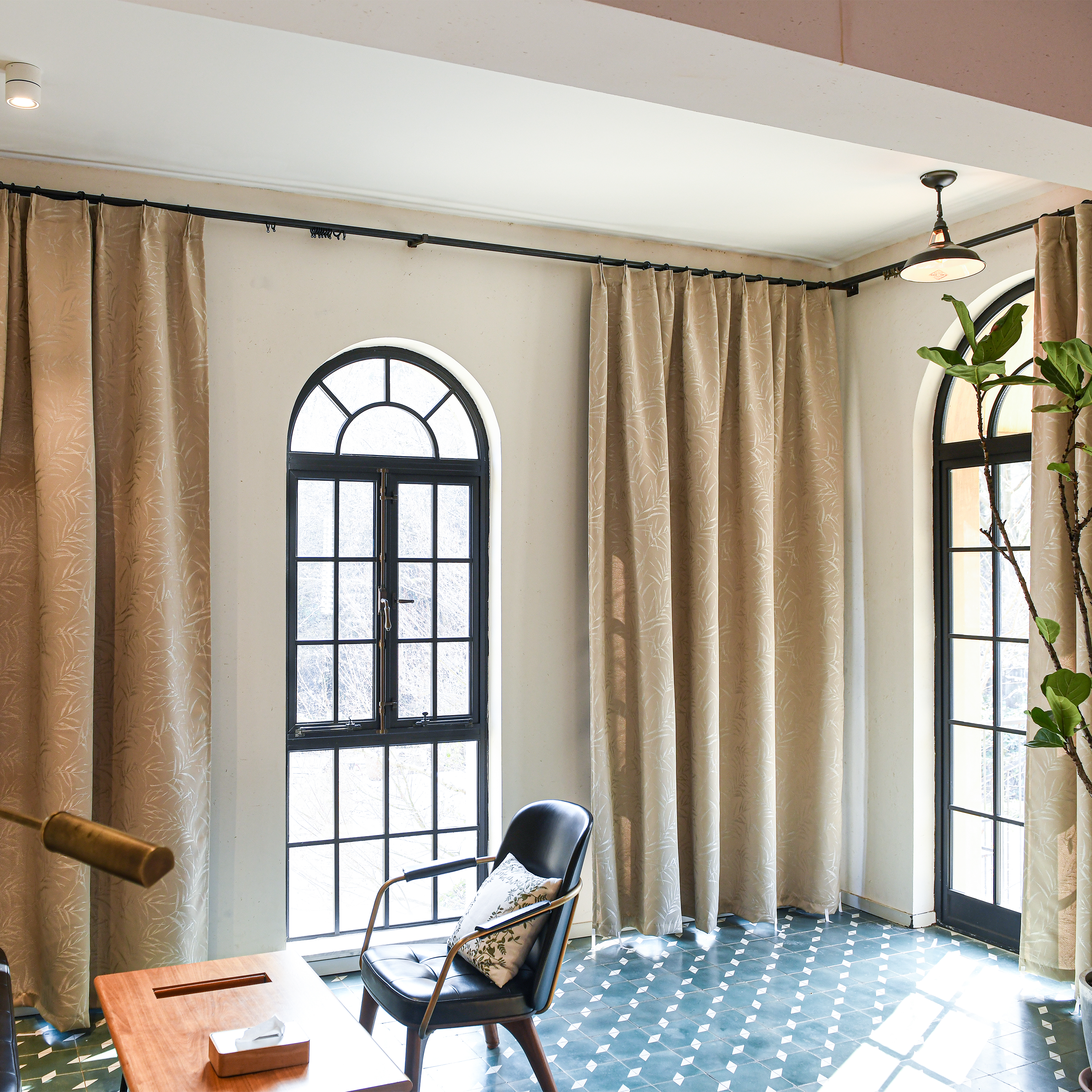 Elowen Embroidered-Pattern Cotton Curtain-3