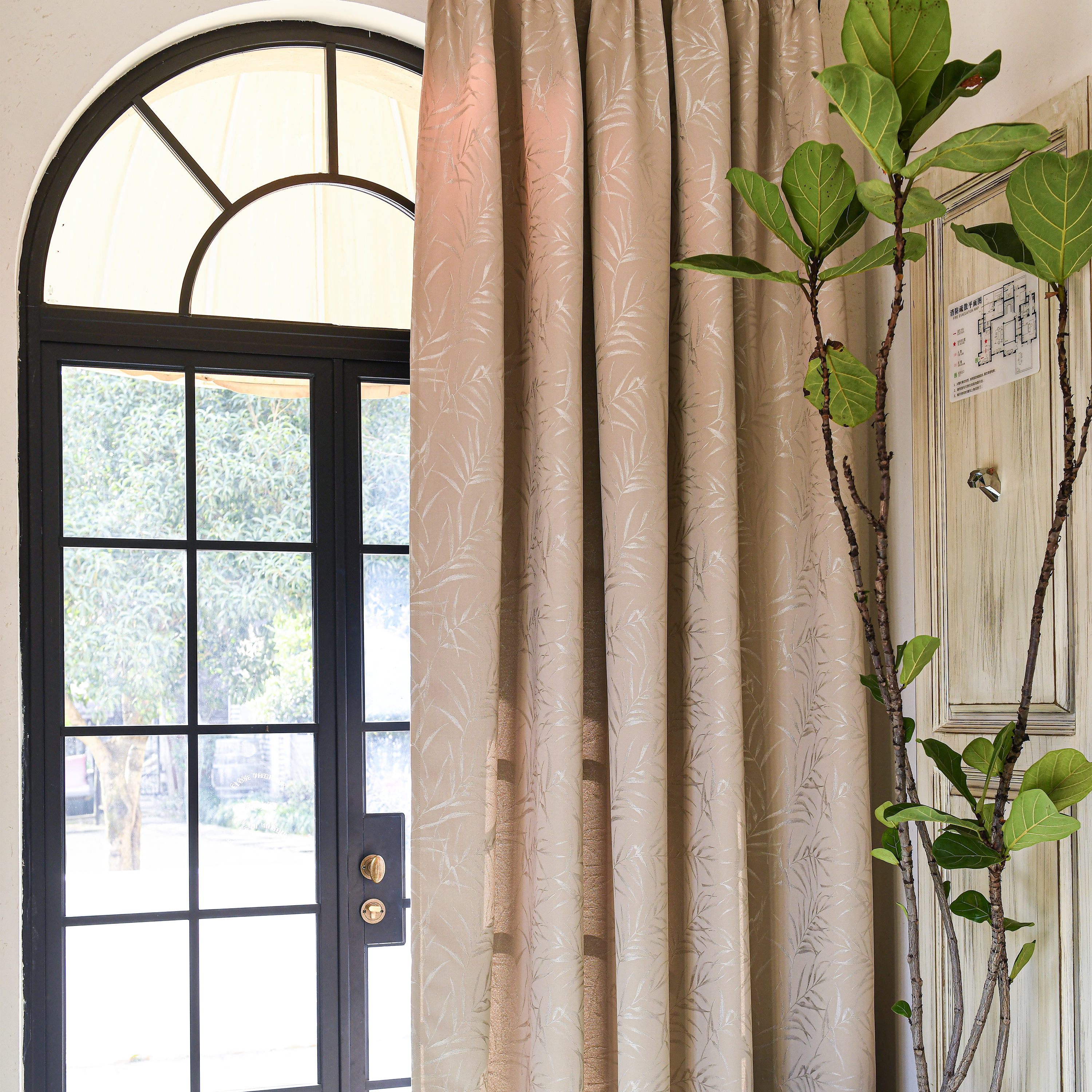 Elowen Embroidered-Pattern Cotton Curtain-4