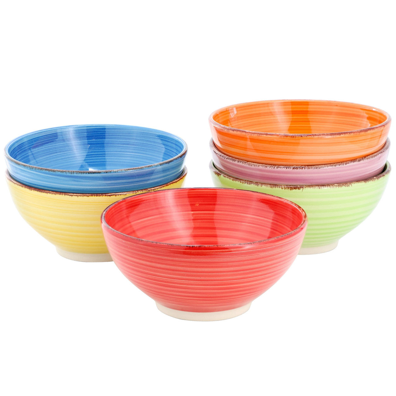 Elama Color Ridge 6.25 Inch 6 Piece Round Stoneware Assorted Bowl Set-0