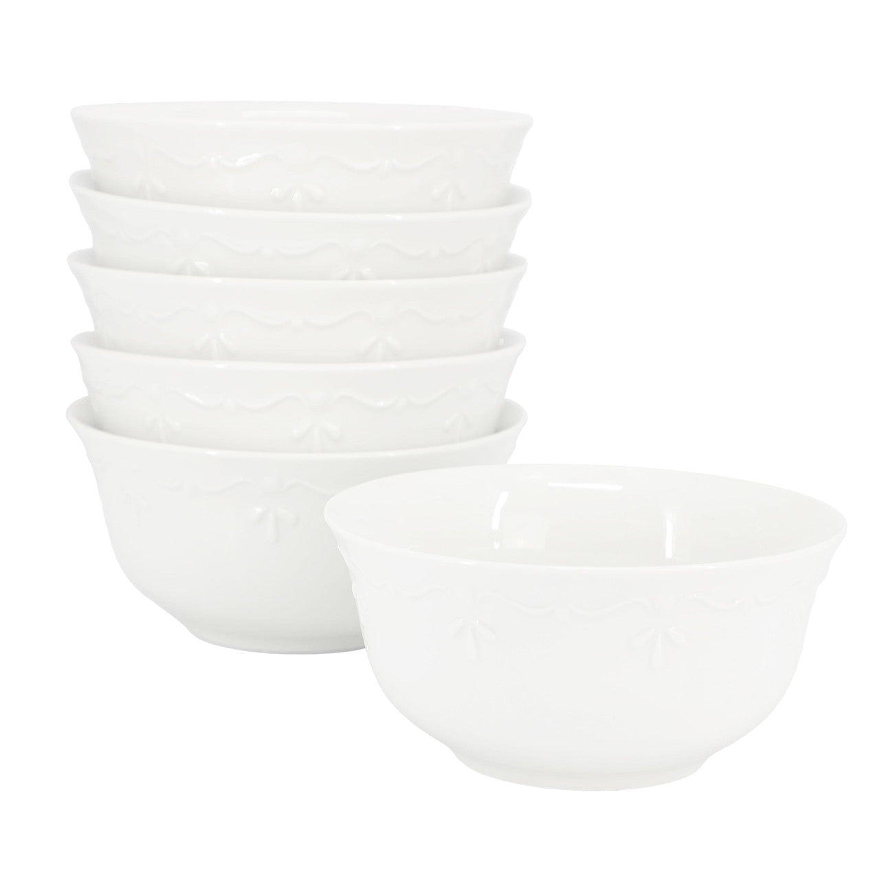 Elama Henryi 6 Piece 6.1 Inch Porcelain Bowl Set in White-0
