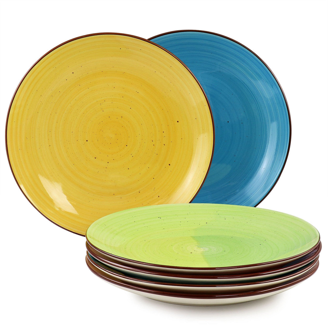 Elama Sebastian 6 Piece Stoneware Dinner Plate Set in Assorted Colors-0