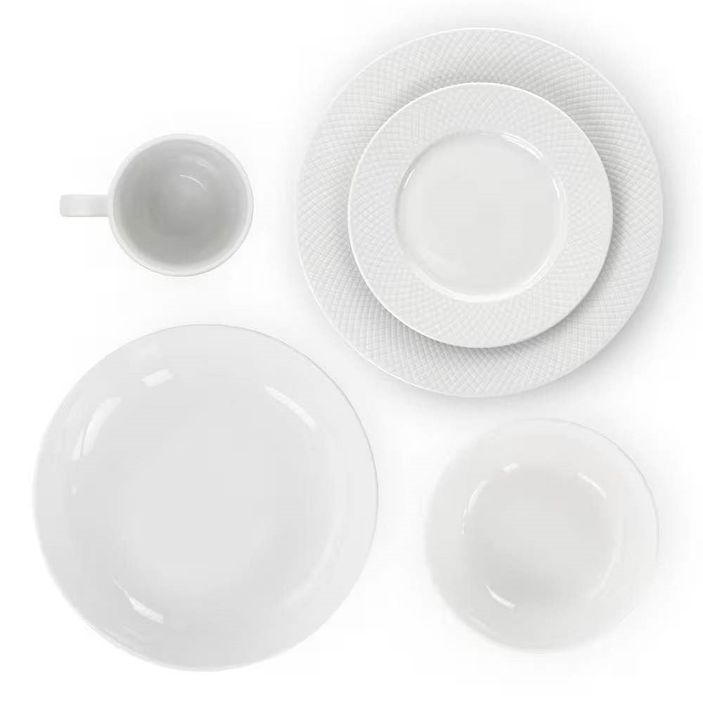 18-Piece White Porcelain Dinnerware Set with Plates Bowls Mugs - Service for 4-0