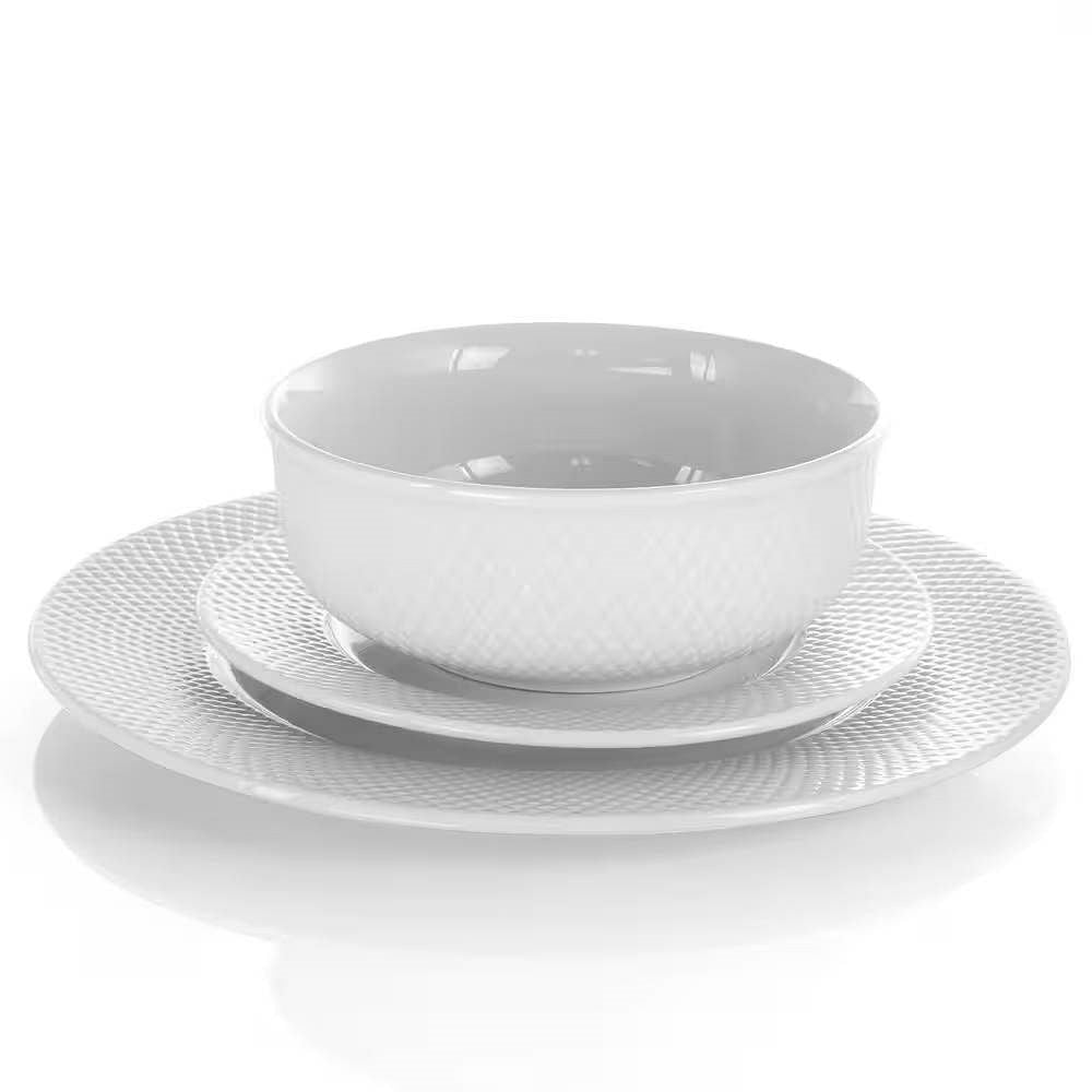 18-Piece White Porcelain Dinnerware Set with Plates Bowls Mugs - Service for 4-1