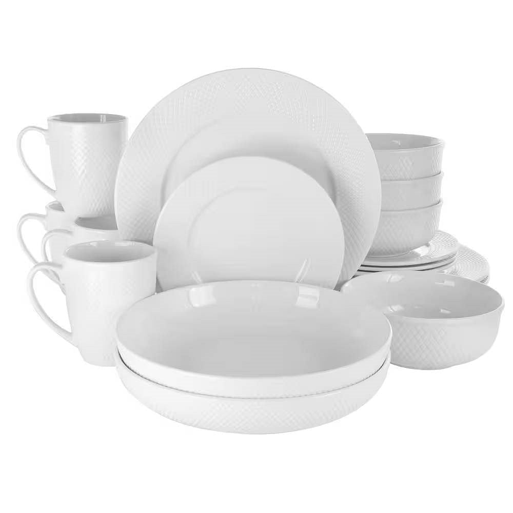 18-Piece White Porcelain Dinnerware Set with Plates Bowls Mugs - Service for 4-2