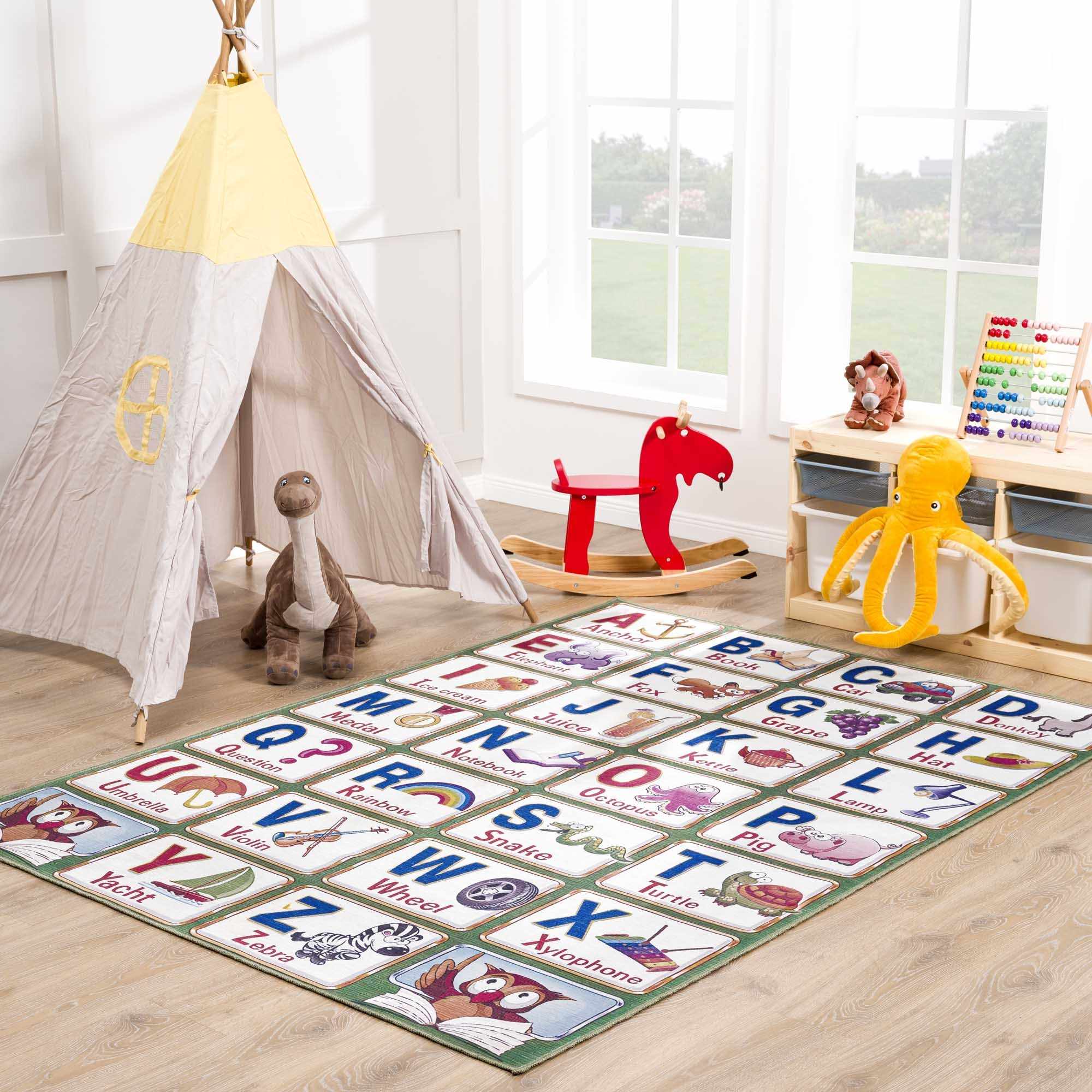 Osric Colorful Alphabet Washable Kids Rug - Clearance