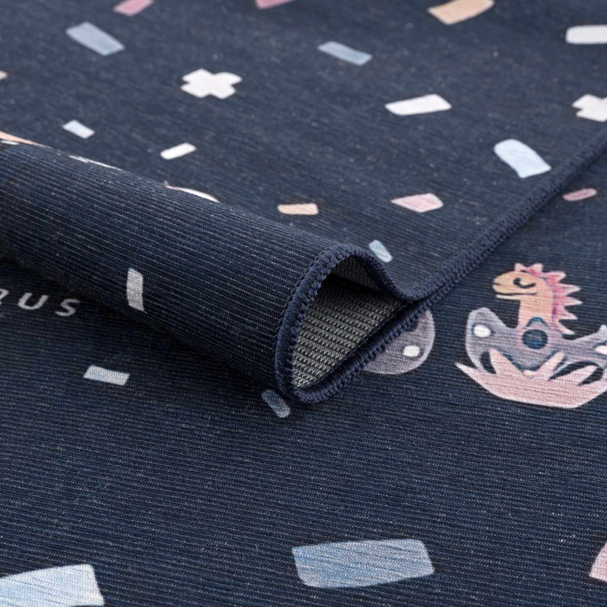 Milne Navy Dinosaur Washable Kids Rug - Clearance