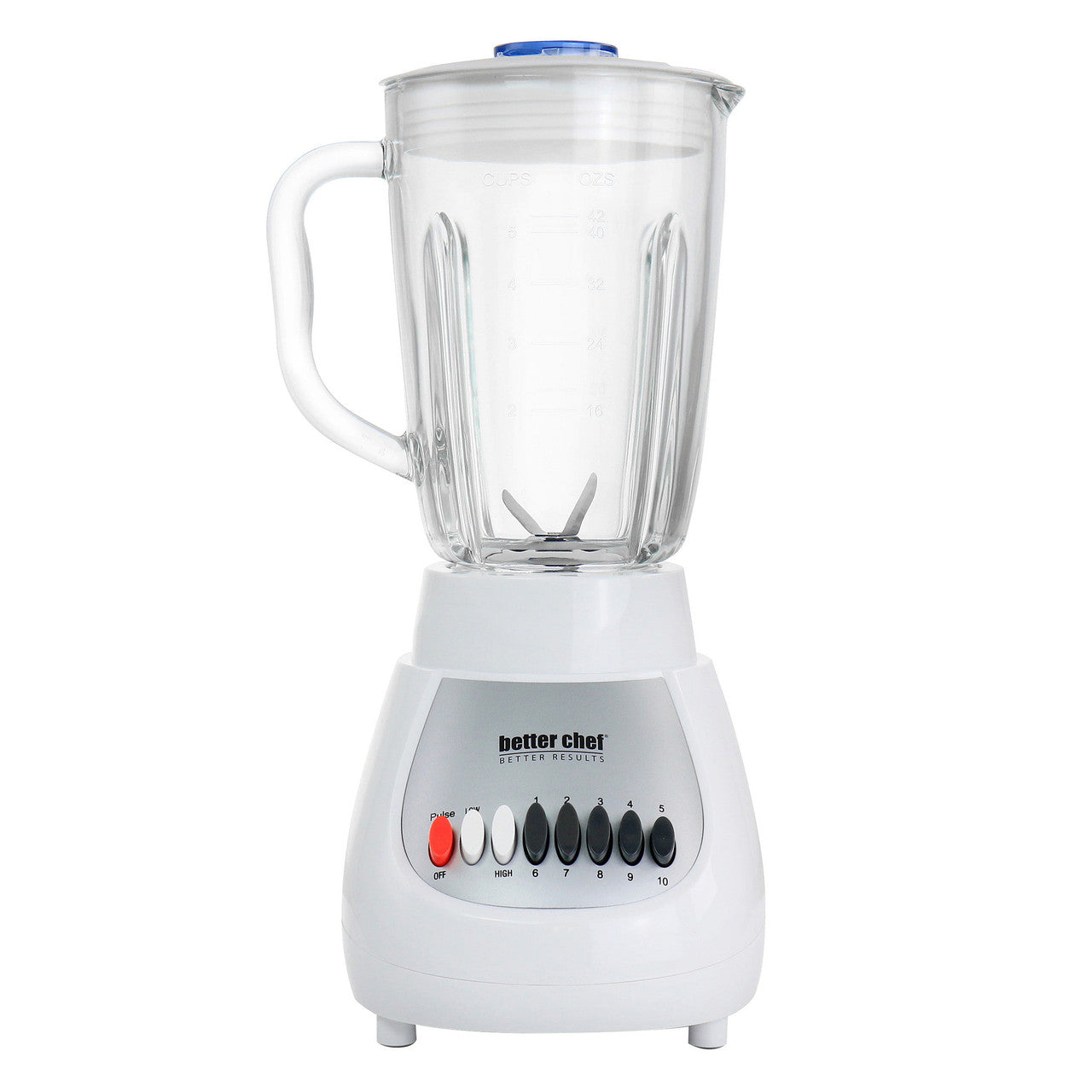 Better Chef 10-Speed 350 Watt 42 Ounce Glass Jar Blender in White/Silver-0