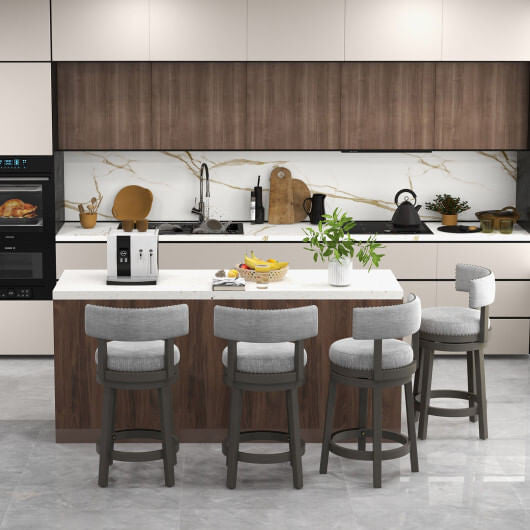 27/31 Inch Swivel Bar Stool with Upholstered Back Seat and Footrest-27 inches