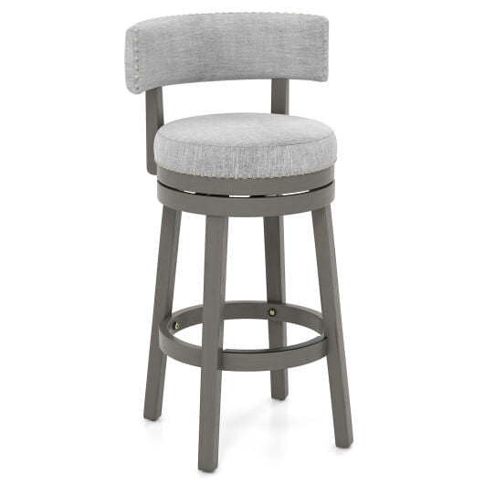 27/31 Inch Swivel Bar Stool with Upholstered Back Seat and Footrest-27 inches