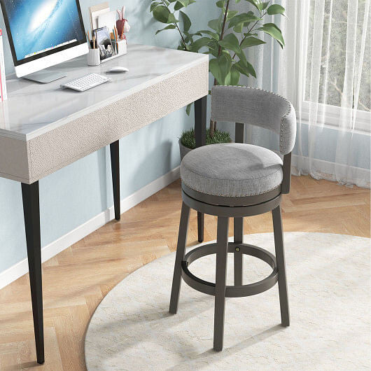 27/31 Inch Swivel Bar Stool with Upholstered Back Seat and Footrest-27 inches