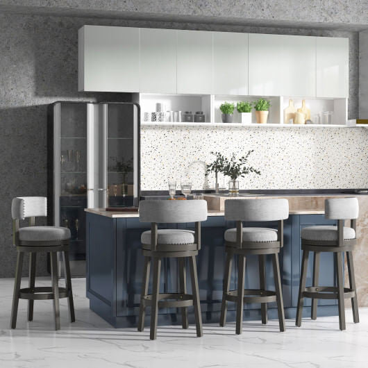 27/31 Inch Swivel Bar Stool with Upholstered Back Seat and Footrest-27 inches