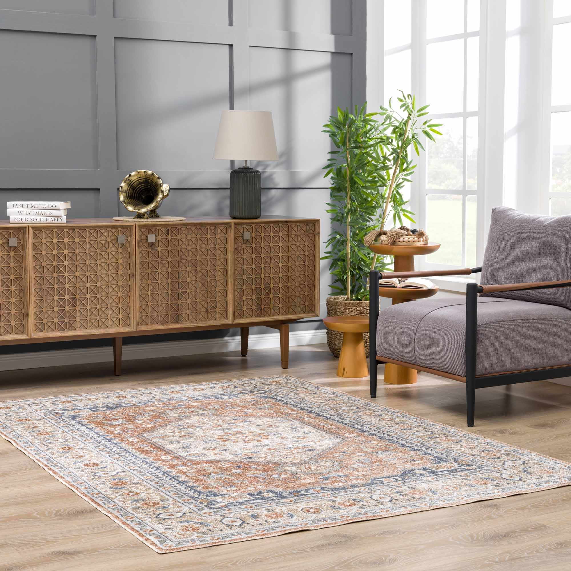 Gael Rust Boutique Washable Rug - Clearance