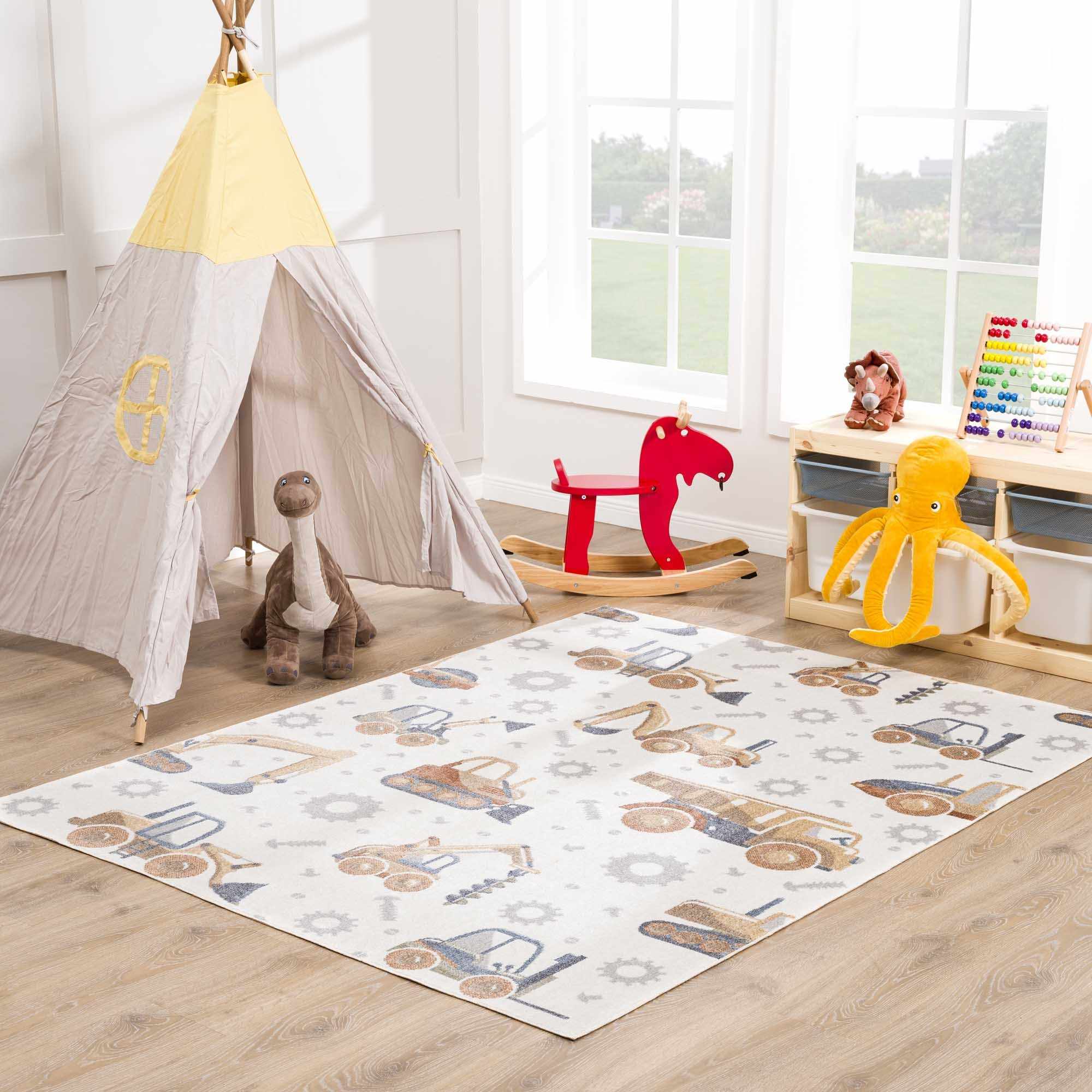 Construction Washable Kids Area Rug