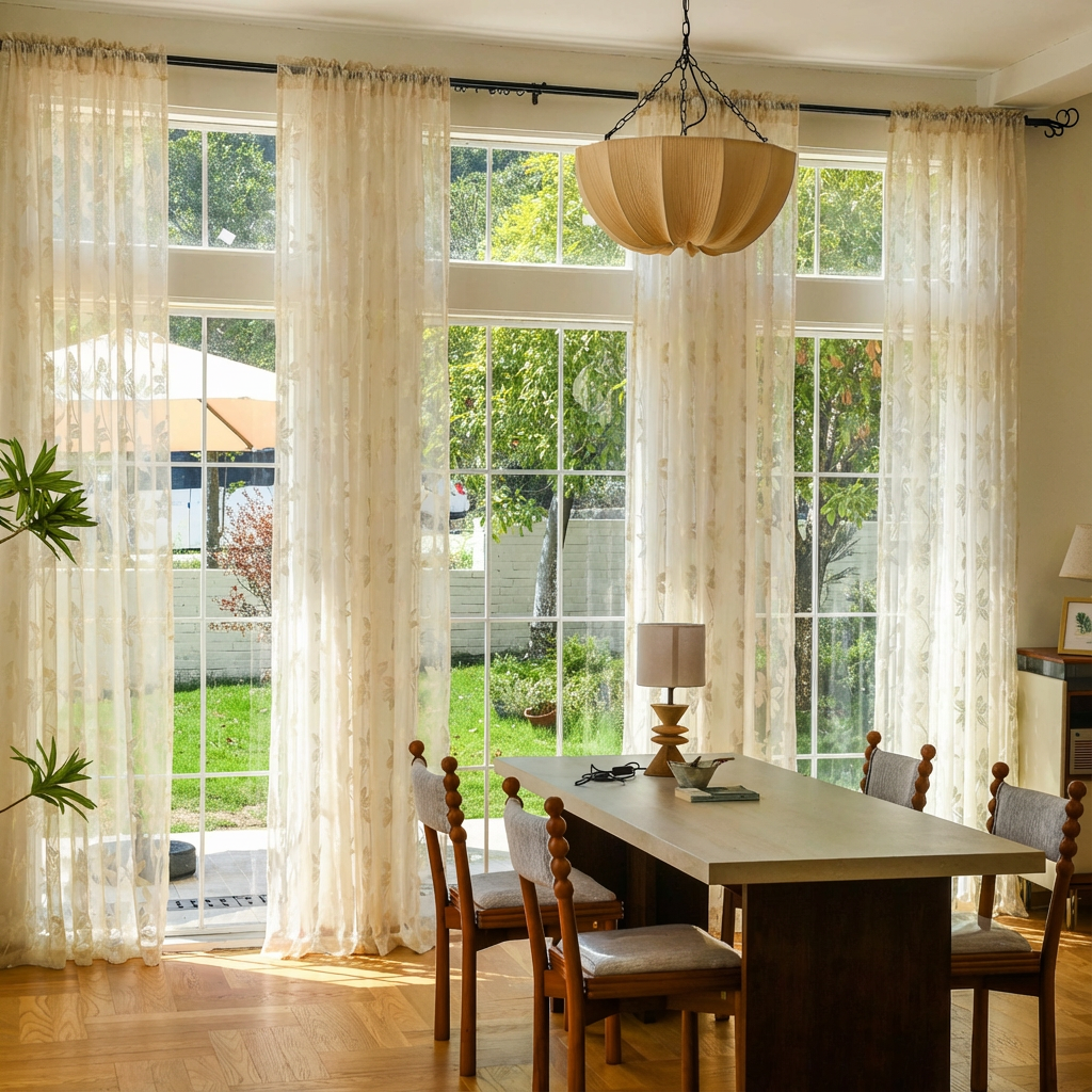 Custom Semi-Sheer Lace Voile Curtains-8