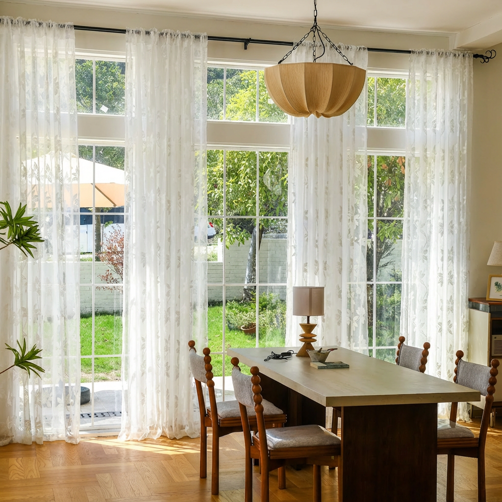 Custom Semi-Sheer Lace Voile Curtains-6