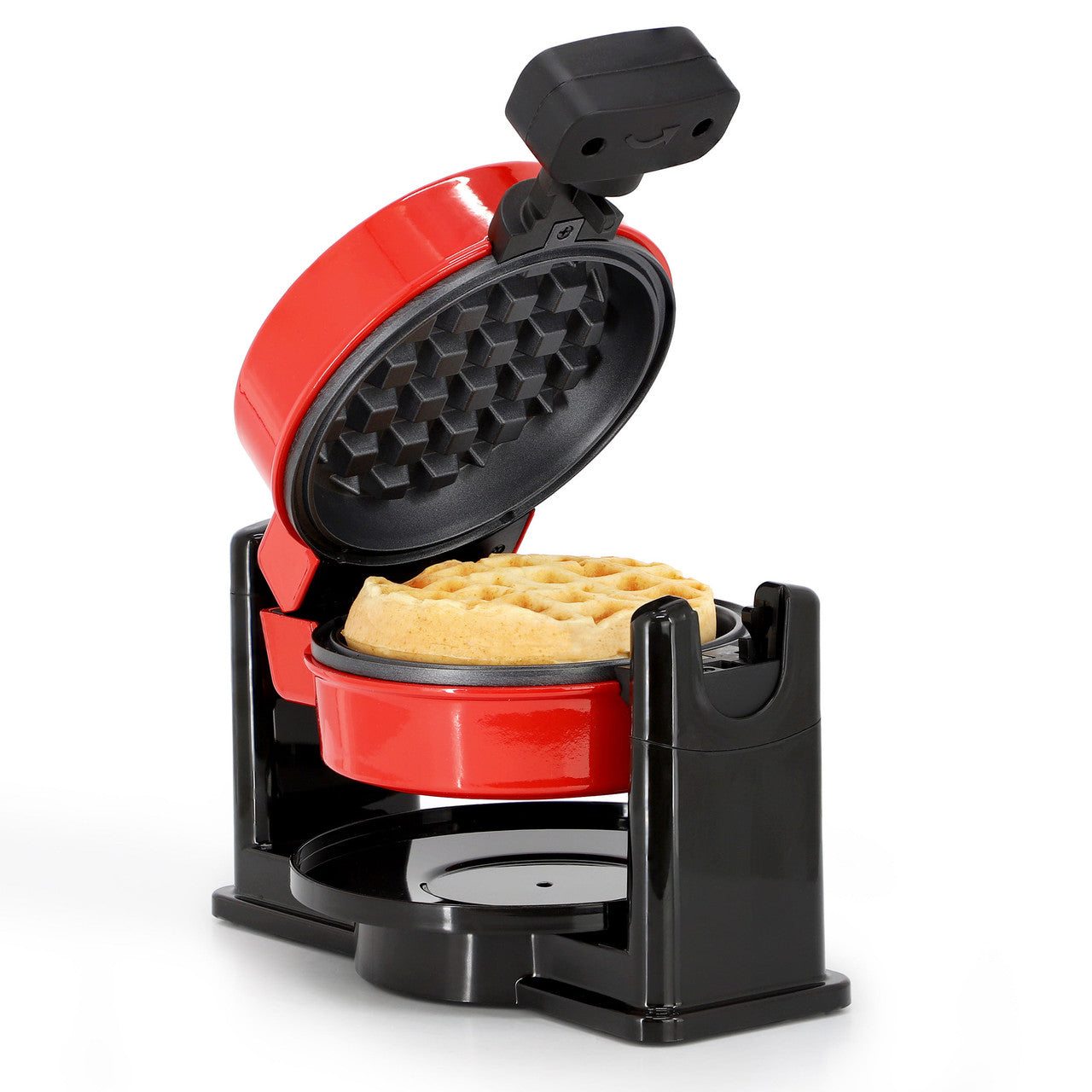 MegaChef Non-Stick Round Electric Flip 5 Inch Belgian Waffle Maker in Red-0