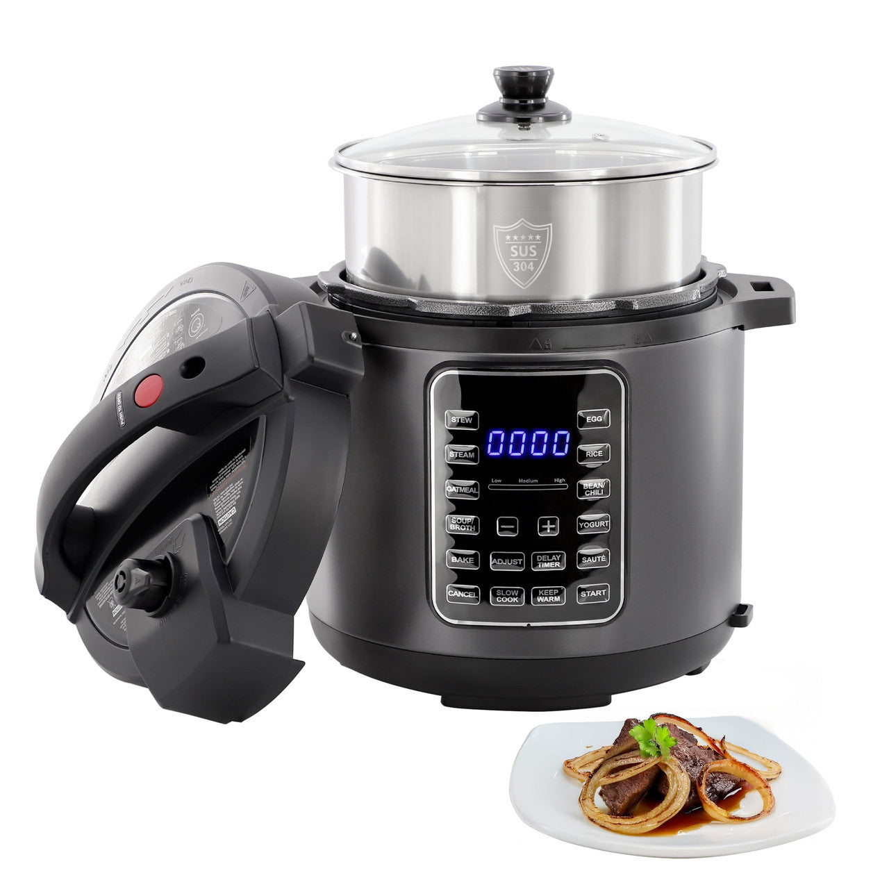 MegaChef 6 Quart 11-in-1 Electric Pressure Cooker, Multi-Cooker with Stainless Steel Crock-0