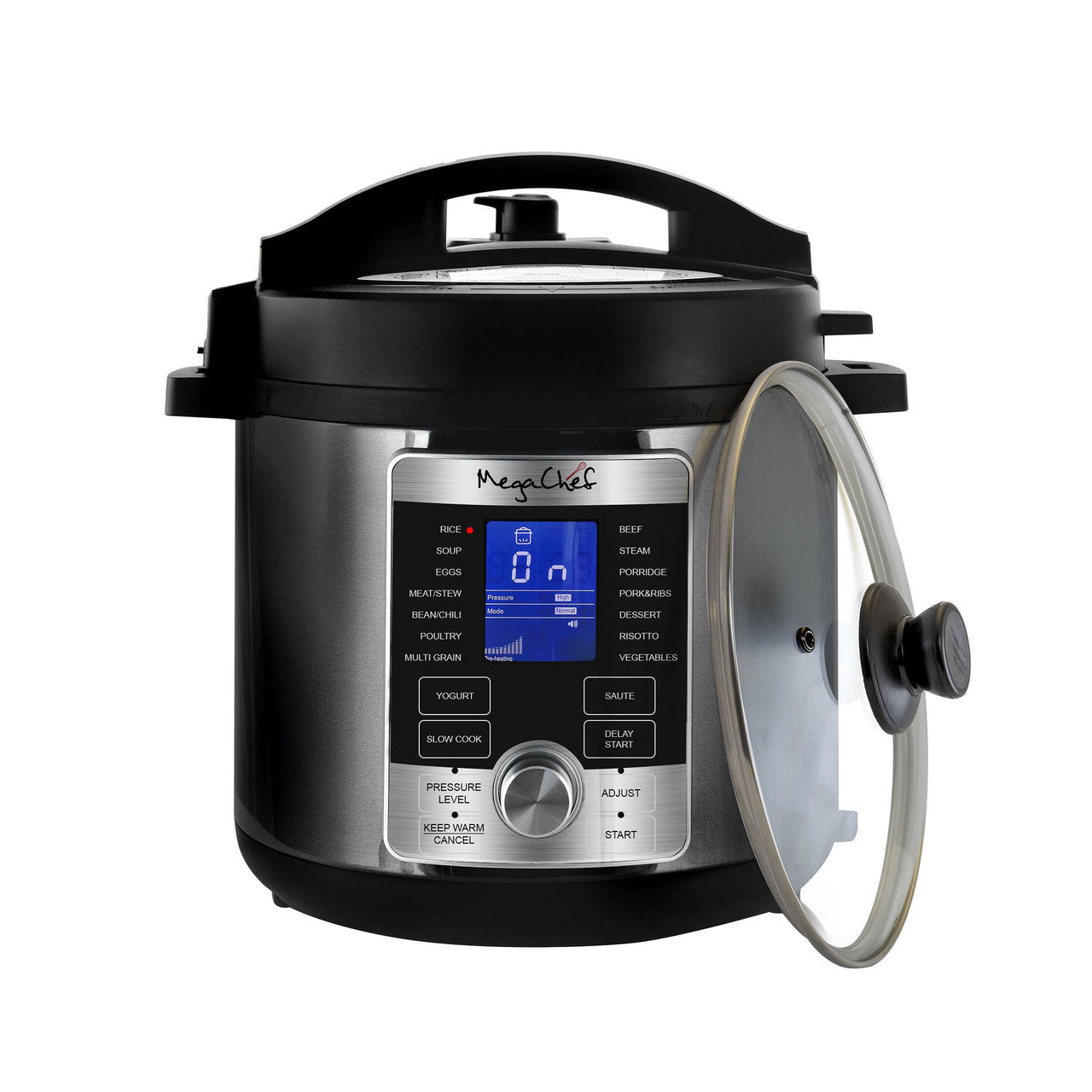 MegaChef 6 Quart Stainless Steel Electric Digital Pressure Cooker with Lid-0