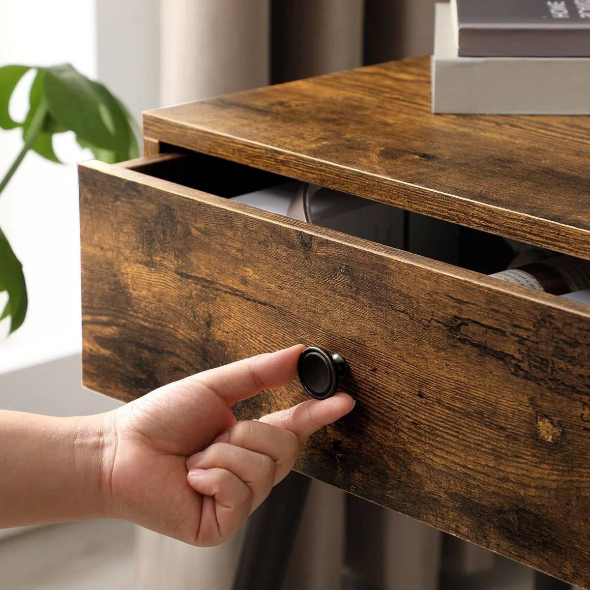 Mid-Century Modern Farmhouse Bedroom 1-Drawer Nightstand End Table-2