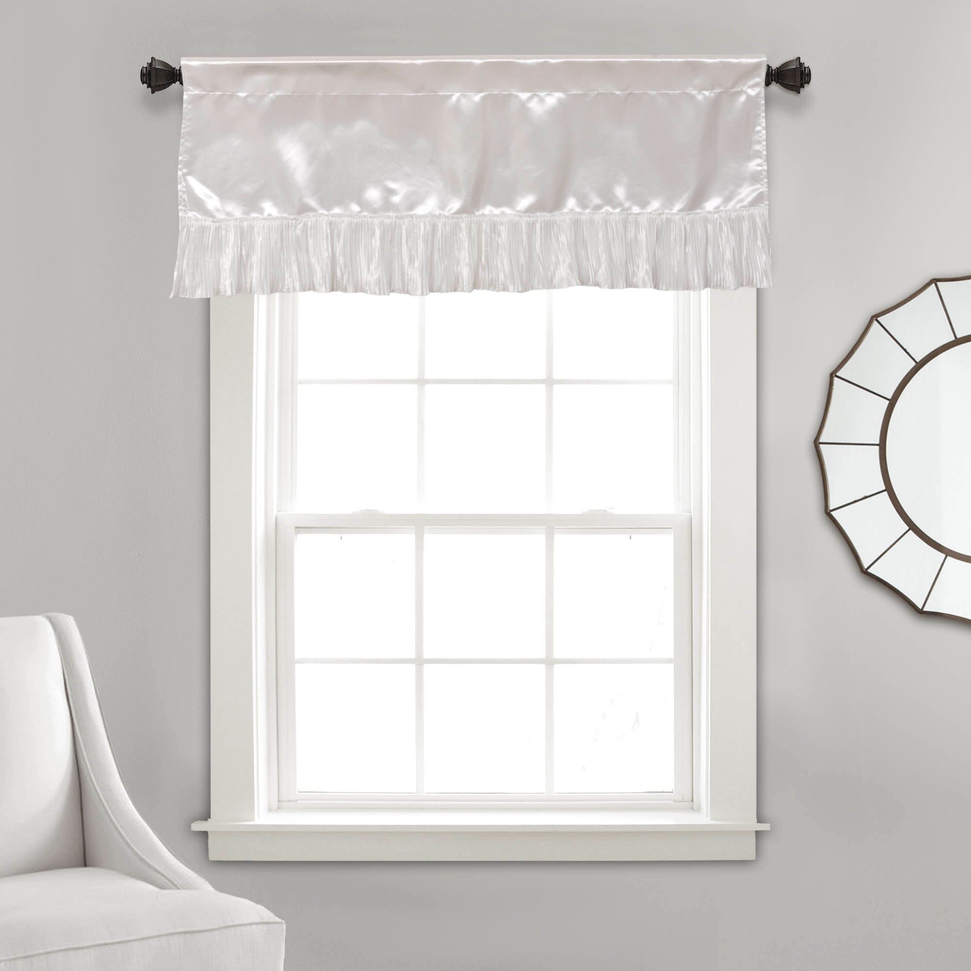 Tache Satin Ruffle Sweet Victorian Window Curtain Tailored Valance 18x52" White (MZ002)-0