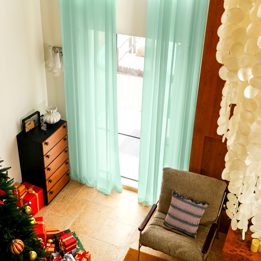 Custom Linen Texture Solid Sheer Curtains-16