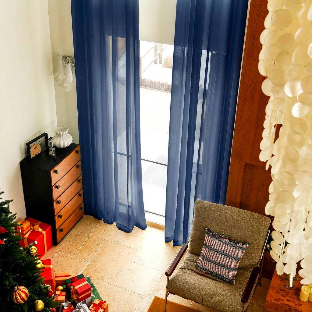 Custom Linen Texture Solid Sheer Curtains-22