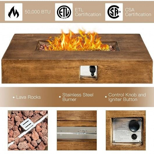 48" Outdoor Gas Propane Fire Pit Table with Lava Rocks 50 000 BTU Heater-2
