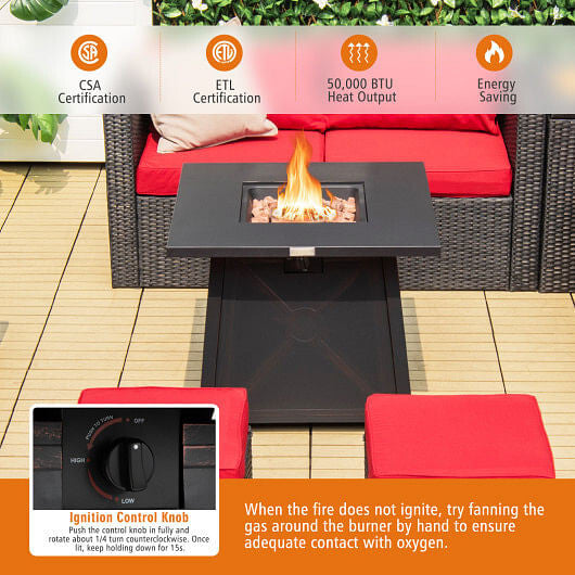 30 Inch Square Propane Gas Fire Table with Waterproof Cover-3