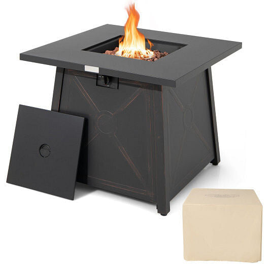 30 Inch Square Propane Gas Fire Table with Waterproof Cover-4
