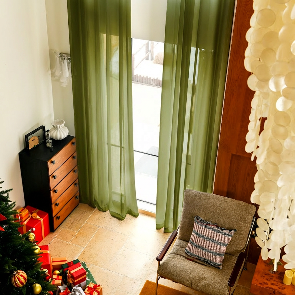 Custom Linen Texture Solid Sheer Curtains-18