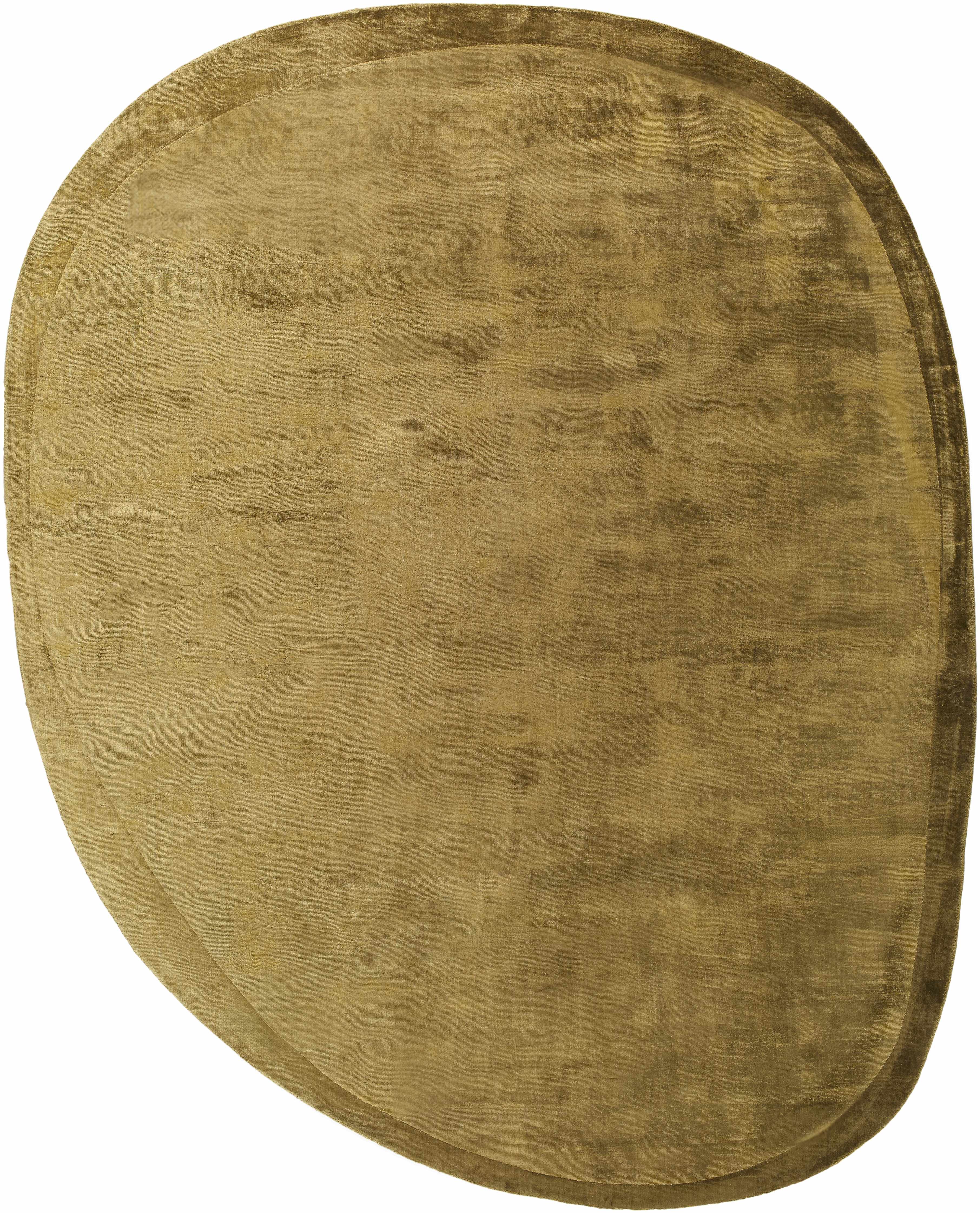 Anjang Modern Faux Silk Rug in Gold Mustard