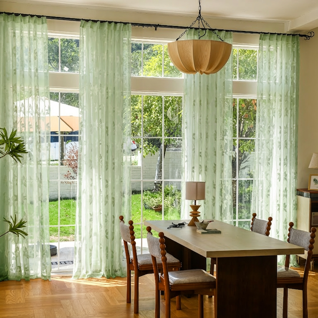 Custom Semi-Sheer Lace Voile Curtains-10