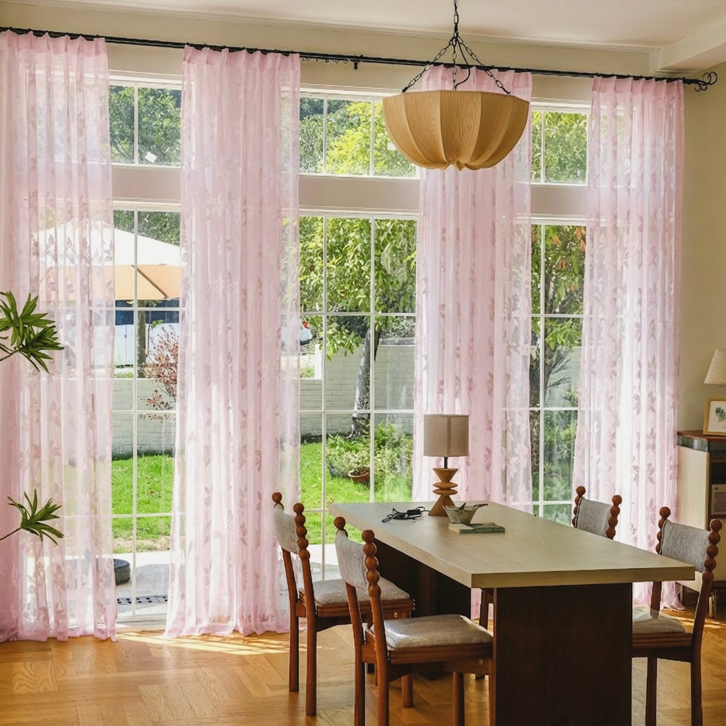Custom Semi-Sheer Lace Voile Curtains-9